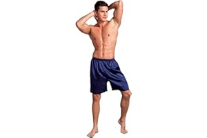 SAMGU Hombre El Verano Pantalones de Pijama Ropa de Dormir in Satín con Cintura Elástica Ropa Cortos