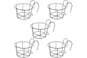 BDDE SHMLY Okrągłe Sadzarki Do Wiszącego Żelaza, 5 Sztuk Stojaki Żelaza Sadzarki Balkon, Doniczki, Wiszące Balustrady Sadzarki, Na Balkon Ganek Rośliny, Do Ogrodu lub Do Wewnętrznego