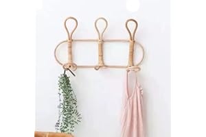 Smallterm 412403 Rattan Wall Hooks Kids Garments Organizer Rack Clothes Hat Hanging Hook Rattan Hanger Kids Hanger