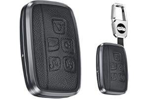 HIBEYO Etui na kluczyki samochodowe Smart pasuje do Land Rover Freelander2 Range Rover Sport Evoque Discovery do Jaguar XF XJL XE V12 etui na klucze, etui na klucze, skórzane (czarne)