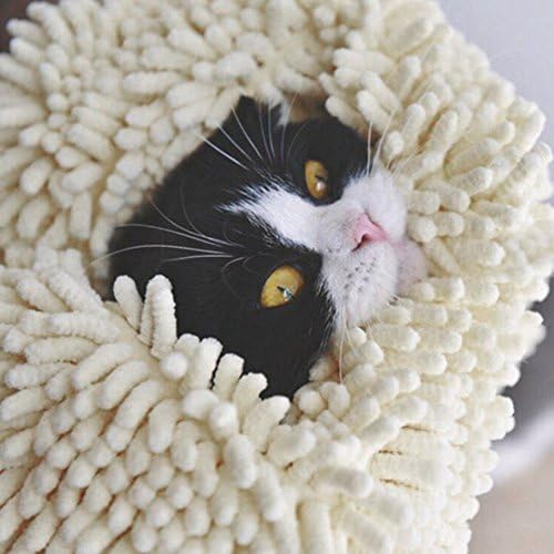 YDJ Thickened Super absorbent Microfiber Pet Bath Towel Handbag, Durable, Fast Drying, Washable, Prevent Dirt (White)