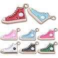 21pcs 7 Colors Alloy Shoes Pendants Charms Enamel Cute High-Top Sneaker Shoes Charms for DIY Earrings Bracelet Necklace Jewelry Making Accessories, 14.8 mm x 12 mm