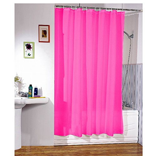 MSV 140909 Duschvorhang Polyester + Kunststoff Polypropylen Fuchsia 180 x 200 x 0,1 cm – 12 Ringen - 2