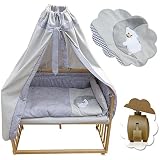 Beistellbett Kinderbett Gitter Himmelbett Babybett Bett Stillbett inkl. 9 tlg. Zubehör - 2