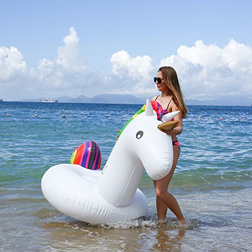 Giant Inflatable Unicorn Pool Float, PVC Outdoor Lounge Swimming Pool Large Toy for Adults & Kids (S - 78.7 x 35.4 x 39.4 Inch)