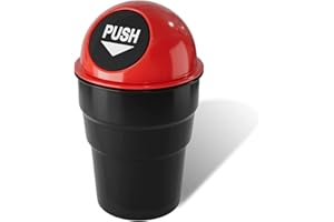 Mini Car Trash Can, Xfaiz Car Garbage Can with Lid Auto Garbage Can Vehicle Automotive Cup Holder Garbage Can for Home Office Kitchen Living Room Bedroom Study Dinning Room Bathroom (Red)