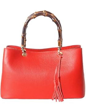 Bambusgriff Lederhandtasche 