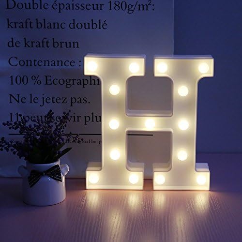 Plastic LED letter letter light sign, alphabet light, light word, birthday wedding party interior wall decoration letter light holiday decoration letter party wedding (H)