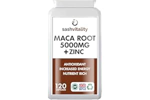 Maca Root Complex 5000mg - 120 Vegan Capsules – Super High Strength Maca with Zinc – 4 Month Supply – UK Made by Sash Vitality (Maca Root Complex 5000mg) - Hormonal Support - Antioxidant Support