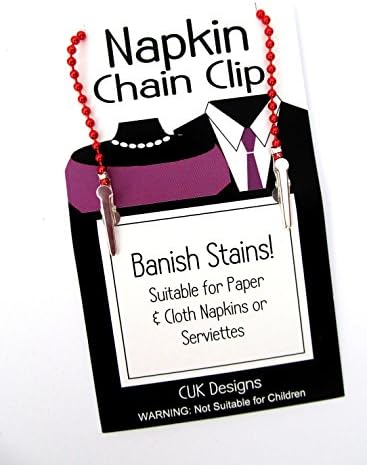 Napkin Serviette Red Tone 50cm Flexible Ball Chain with 2 Clips by CUK - Unisex