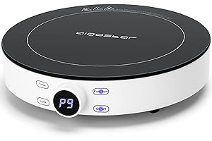 Aigostar Cookmate - Plaque à induction portable de 2000W. Design rond exclusif , 9 niveaux de puissance, minuterie avec arrêt. Convient aux récipients compatibles avec l’induction de 12-26 cm.