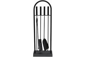 JVL Lambeth Contemporaneo Camino Arco Set di Utensili, Acciaio, Nero, 23 x 14 x 66 cm, 4 Pezzi