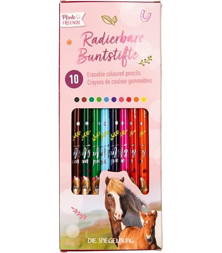 Crayons De Couleur Miss Melody Depesche - Set De 10 Avec Gomme Sur Chaque Crayon, Trousse Incluse, Pour Coloriage Et école