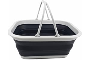 ‎SAMMART SAMMART 15L Zusammenklappbarer Korb mit Griff - Tragbarer Picknickkorb/Krater für den Außenbereich - Faltbare Einkaufstasche - Platzsparender Aufbewahrungsbehälter (Grau/Schiefergrau, 1)