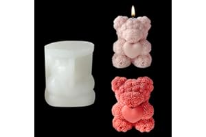 Zayookey Rose Bear Shape Candle Mold, Love Bear Soap Silicone Molds, Candle Epoxy Mold Resin Casting Mould for DIY Candle Making Aromatherapy Wax Soaps Polymer Clay Home Decoration (White)