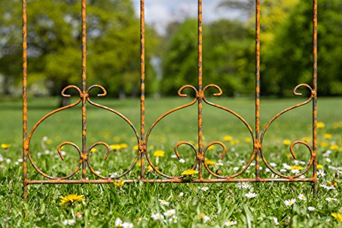 Nostalgischer Metallzaun / Beetzaun H: 91cm, Rost / Roheisen - 3