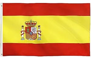 SHONYE 150x90cm Bandera España, Bandera Española con 2 Ojales de Metal, Bandera de España de Color Brillante, Bandera Nacional Española Decorada en Eventos Deportivos, Fiestas, Desfiles
