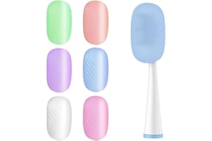AUEFUDQ Lot de 6 couvre-têtes de brosse à dents portables en silicone pour salle de bain, maison, voyage, Transparent, bleu, rose, violet, vert, orange, protection tete brosse a dent
