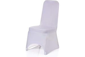 Trimming Shop 20pcs White Chair Covers Dining Room Chair Covers Spandex Polyester Chair Covers Protector Removable Washable Slipcovers for Wedding Birthday Banquet Hotel Party Decoration