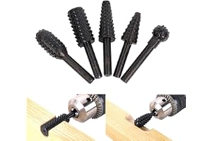 Ceeyoll 5Pcs Ensemble de Râpes Rotatives pour Fraises,Outil de Sculpture sur Fraise Metal Bois,Gouges Sculpture Bois,Cylindrique de Gravure Rotatif Burres Pour Travail du Bois,Métal Polissage,Gravure.