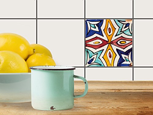 Küche Bad Fliesenaufkleber Folie Sticker | Fliesendekor Badfliesen Fliesenposter Kellerfliesen | 10×10 cm Muster Ornament Spanish Tile 4 – 1 Stück - 2