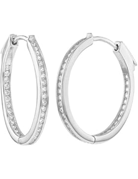 925Sterling Silber Channel Set rund Inside Out CZ Hoop Ohrringe