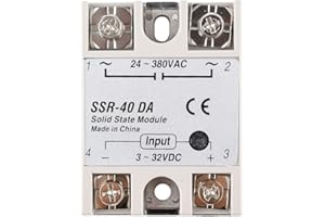 diymore Solid State Relay Module 40A SSR-40DA DC-AC,Input 3-32VDC,Output 24-380VAC