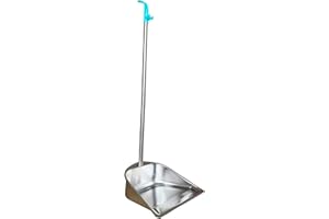 Pelle à poussière à long manche en acier inoxydable robuste de 85,1 cm pour intérieur et extérieur, pelle à poussière debout avec poignée pour la maison, le hall, le bureau, 1 pièce