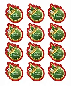 D2c Merry Christmas Stickers (Design 2), Ideal for Gift Wrapping, Holiday Card, Greeting Card, Decor, Corporate Gifts (15)