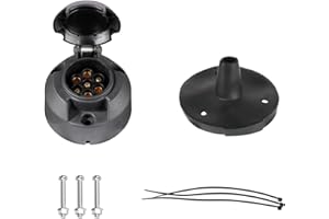 BEIJISTAR Zócalo de Remolque 7 Pines con Junta de Goma, Enchufe Remolque 7 Pines Hembra, 12V Impermeable Conector de Zócalo Remolque, para Camión RV Coche Caravana