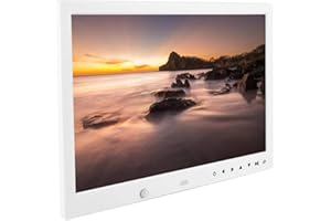 MAVIS LAVEN Marco de Fotos Digital 13 Pulgadas portátil 1080P HD Marco de vídeo Reloj Control Remoto Controlador película Reproductor álbum para la Familia, Aniversario de Boda, etc(Blanco)