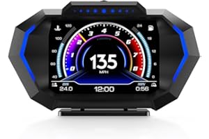 PIOUSUNT Universal Head-Up-Display (HUD) Auto – OBD2 & GPS Dual-Modus mit Neigungsmesser, Geschwindigkeitswarnung & Müdigkeitsalarm – Mehrsprachig, km/h/mph umschaltbar