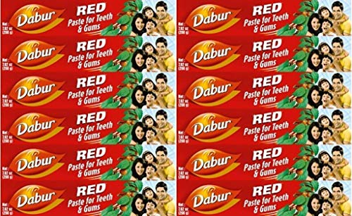 Dabur - Dentifricio Rosso alle erbe - Set di 12 tubetti di 100 g