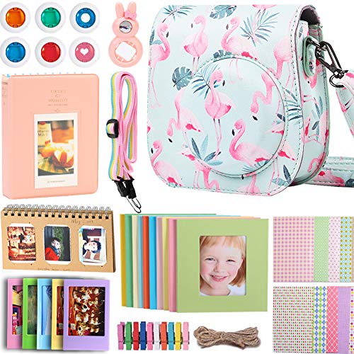 SAIKA Compatibili Accessori per fotocamera istantanea Fujifilm Instax Mini 9 con Mini 9 custodia, album, filtri e altri accessori per Fujifilm Instax Mini 9 8 8+ [9 Articoli, fenicotteri]