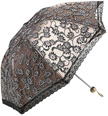 HenMerry Ladies Sun Protection Parasol Windproof Totes Clear Compact Folding Lace Umbrella Umbrellas (Black)