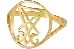 LIKGREAT Anelli di Lucifero Sigillo Anello Croce Satanica Sigillo di Lucifero Sigillo di Satana Anelli Demone Diavolo Anello Gotico Gioielli in acciaio inox Regali per uomini donne