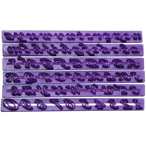 6. tlg. ALPHABET AUSSTECHER SET TORTENDEKO Fondant Marzipan Modellierwerkzeug lilla