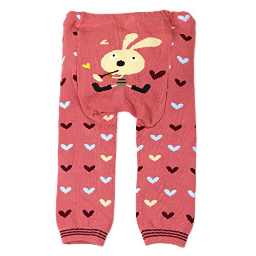 Baby & Toddler Wooly Leggings by Dotty Fish - Pink Hearts Bunny - Small / 6-12 months