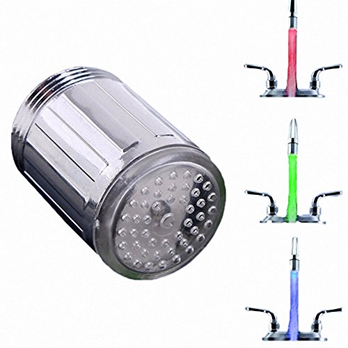 Queenshiny® Glühen LED Wasser Wasserhahn Stream Licht Temperatur Sensor 3 Farbe ändern grün rot blau - 2