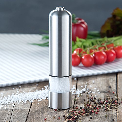 Rosenstein & Söhne Elektrische Salz- / Pfeffermühle mit Keramik-Mahlwerk, LED, 22,5 cm - 4