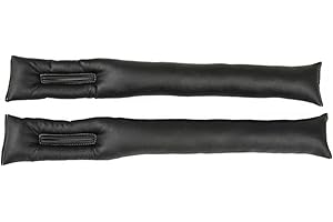 CTFOREST 2 Stücke Autositz Gap Plug, Autositz Lückenfüller Lückenkissen, Leder Autositz Spaltstopfen, Geeignet für Autositzkissen, um zu Verhindern, Dass Kleine Gegenstände in die Lücke Fallen (Schwarz)