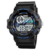 LOOSR Sportuhr, Zeiger Plus Digitalanzeige Wasserdichte Multifunktions-Herrenuhr,Blue