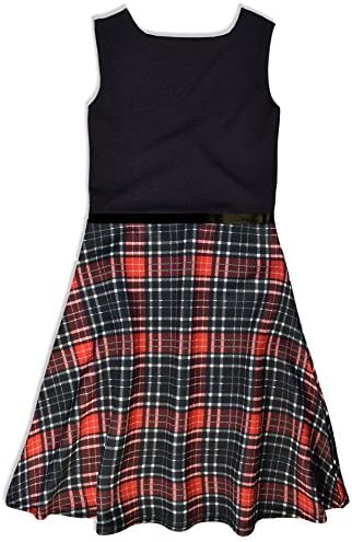 Frog and Bow Girls Tartan Dress - Girls Check Dress - Girls Dresses - Girls Red Checked Dress - Childrens Skater Dress - Kids Party Dresses