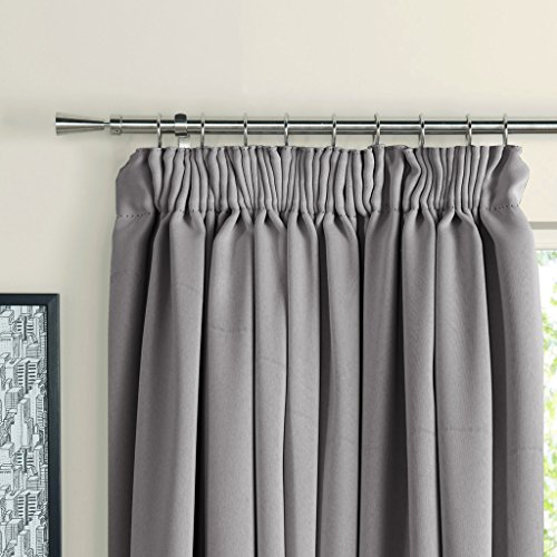 H.Versailtex Solid Thermal Insulated Blackout Pencil Pleat Anti - Mite Curtains for Bedroom with Two Free Tiebacks - Grey, Energy Saving & Noise Reducting, 46
