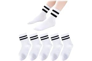 5 Pairs of Kids Sport Socks Black White Stripe Unisex Children Striped Cotton Socks For Boys Girls For Age 1 to 12 Years