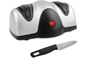 DOMAIER Todeco - Aiguiseur Electrique de Couteau, Affûteur à Deux Niveaux, Noir/Argent, Matériau: Plastique ABS