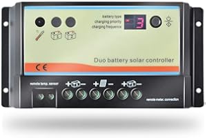 FUHUIHE Régulateur solaire PEVER double batterie contrôleur de charge solaire 20A 12V 24V