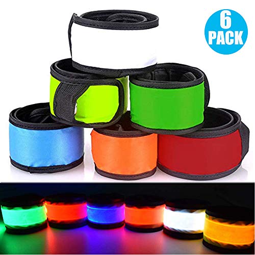 Party Favors LED Slap Wrist band, Flashing 3 modes Glow in The Dark Bracelets Classroom Prizes Party Supplies Adjustable Light Up Toys for Kids Adults Christmas Birthday Xmas Carnival Sports(6 Pack)
