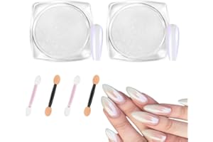 LOPHE Chromowany proszek do paznokci, ulepszony perłowy puder do paznokci, metaliczny efekt lustrzanego brokatu, perłowe paznokcie zorza polarna, chromowane proszki, glazurowane paznokcie do zdobienia