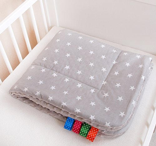 Kuschlige Babydecke FLAUSCHIG Decke Kinderdecke Babydecke 75×100 Kuscheldecke Sternchen grau/grau - 2